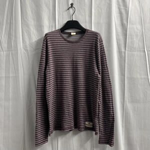 Hollister men's maroon grey striped ribbed sweater Size XL grunge 2000s